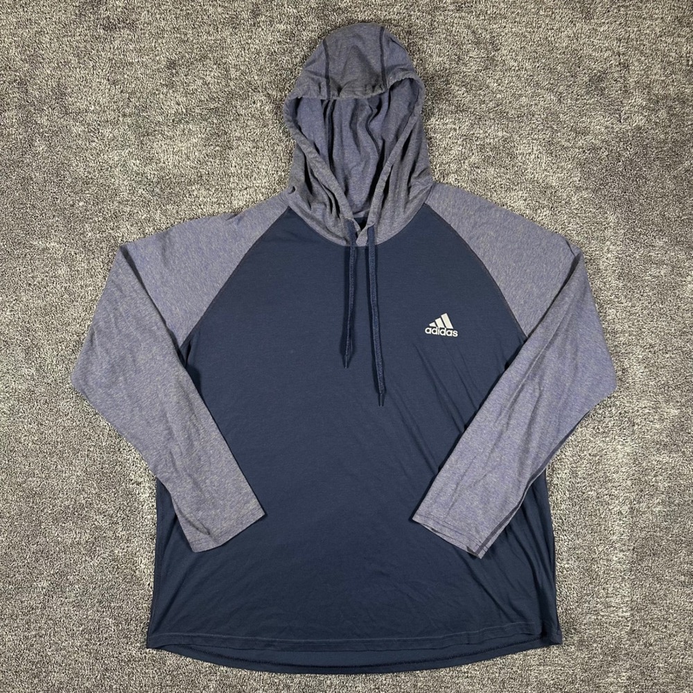 Adidas Hoodie Mens 2XL Ultimate 2.0 Navy Blue Raglan Long Sleeve Pullover Shirt
